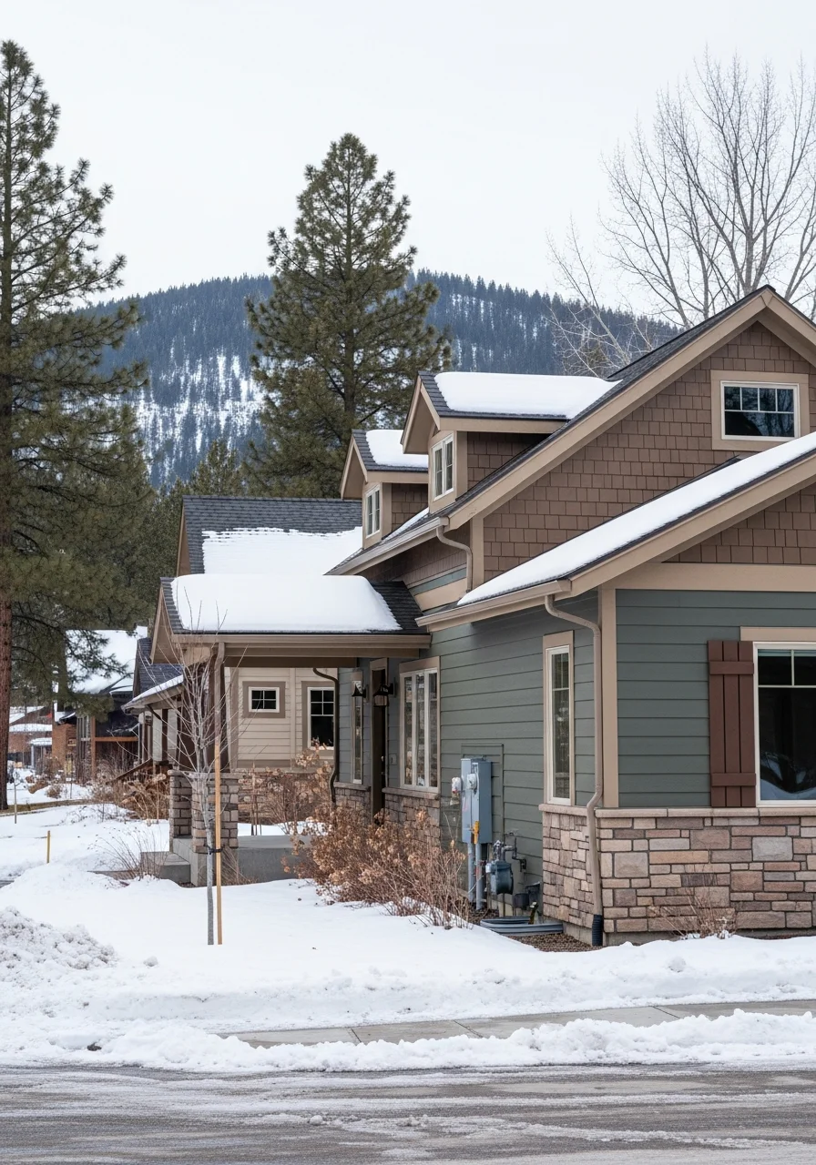 Mountain home in McCall with snow-appropriate design and landscape typical of Valley County properties.