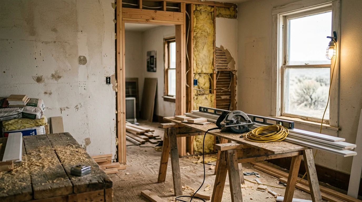A remodeled interior room in a single-family home in Fruitland, Idaho, showing updated finishes and structural improvements completed by a local general contractor. The space reflects a practical improvement typical of Payette County residential properties.