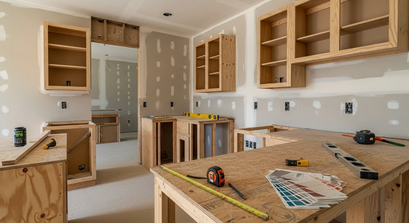 A remodeled kitchen inside a single-level Fruitland, ID home, showing updated cabinetry, new countertops, and improved lighting. The open layout reflects a typical owner-occupied residential property in the Fruitland area.